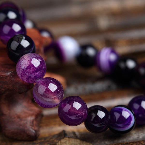 Purple jade chakra bracelet - Shungite Protection