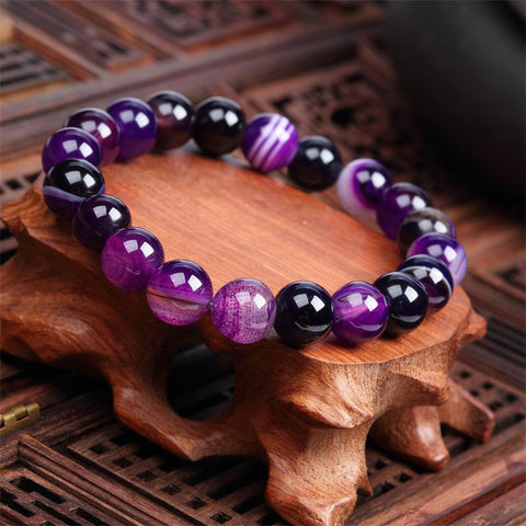 Purple jade chakra bracelet - Shungite Protection